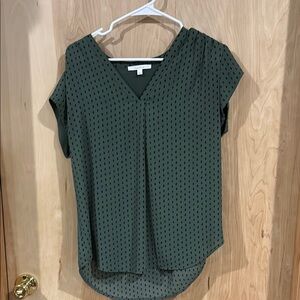 Green Asymmetrical Short Sleeve Blouse